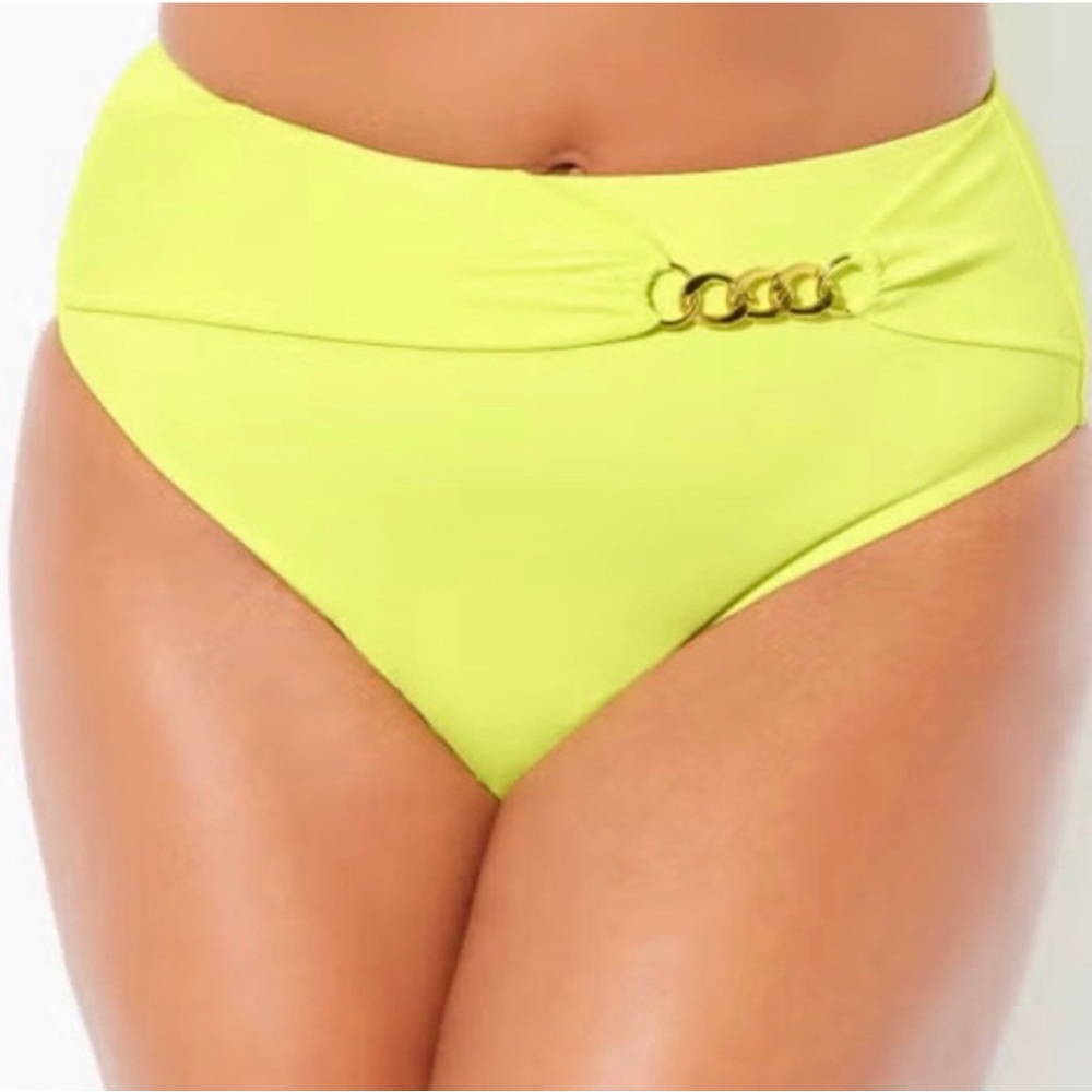 New High Waisted Bikini
Bottom with Gold Accent Plus Size 24 3X Swim brief